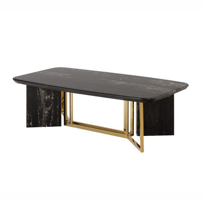 modernform โต๊ะกลาง WERNER ขาสแตนเลสสีไทเทเนียมทอง TOP หินอ่อนสีดำ