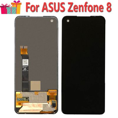 จอแสดงผล AMOLED เปลี่ยนได้5.9 "สำหรับ ASUS Zenfone 8 ZS590KS I006D จอแสดงผล LCD หน้าจอสัมผัสแบบดิจิตอลอะไหล่ประกอบหน้าจอ