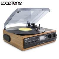 Looptone สเตอริโอ Phono ผู้เล่นสำหรับ 33/45/78 รอบต่อนาทีบลูทูธแผ่นเสียงไวนิล LP เครื่องเล่นบันทึกด้วย AM/FM วิทยุ USB/SD AUX-in เทปคาสเซ็ตบันทึก MP3 ช่องเสียบหูฟัง RCA Line-OUT AC220 ~ 240V