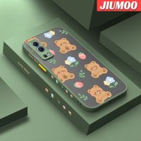 เคส JIUMOO สำหรับ VIVO Y72 5G Y52 5G Y75s 5G ลายการ์ตูนหมีน่ารักมีน้ำค้างแข็งโปร่งใสกันกระแทกเคสแข็งขอบด้านข้างแฟชั่นทรงสี่เหลี่ยมจัตุรัสเคสโทรศัพท์ซิลิโคนคลุมทั้งหมดเคสป้องกันกล้อง