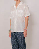 COMPOSE.  CLUB ✿ 01 Floral-Sheer Resort Shirt in White  เสื้อเชิ้ตคอเปิด สไตล์รีสอร์ท ผ้าซีทรูลายดอกไม้ สีขาว