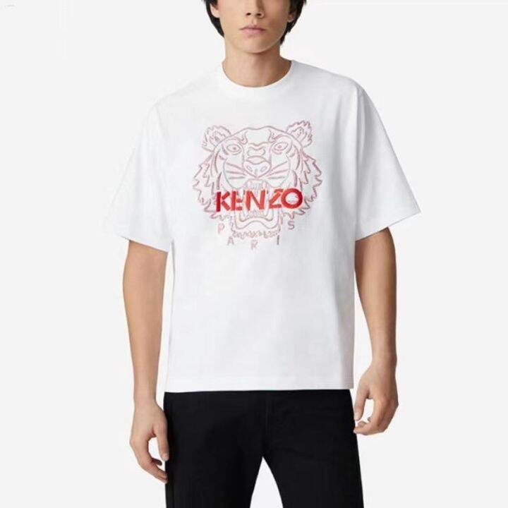 ฤดูร้อนใหม่เอี่ยมน้ำขึ้นน้ำลง-kenz-takada-kenzo-แขนสั้นพิมพ์ลายดอกไม้ประดับตกแต่งบ้านชายและหญิงเสื้อยืดแบบหลวมผ้าฝ้ายบริสุทธิ์