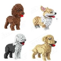 【JCHEN pet supplie】 Golden Retriever DogBlocks Pet Store Decoration DIY Kiteeducational Children Schnauzer ModelGift