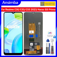 Ansimba LCD 6.5นิ้วของแท้สำหรับ Realme C30/Realme C33/C33 2023/Realme Narzo 50i ชุดดิจิไทเซอร์จอแสดงผล LCD แบบสัมผัสหน้าจอไพรส์สำหรับ C30 Realme C33 C33 50i Narzo RMX3623 RMX3624 RMX3627 RMX3506อะไหล่จอ LCD