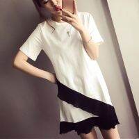 O-neck cute sweet falbala dresses female Loose Ruffle dress