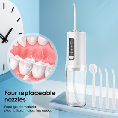 4 หัว / สามารถจัดเก็บได้ Portable Oral Irrigator Dental Teeth Water Flosser  เครื่องทำความสะอาดฟันระบบไฟฟ้า