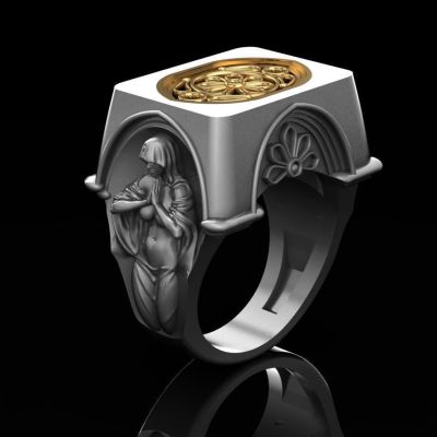 เครื่องประดับแบบข้ามพรมแดนรูปทองมีสองสีพับได้แหวนแฟชั่นแหวนรูปดอกบัว