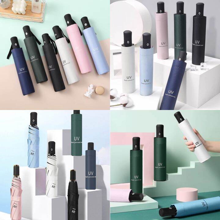 พร้อมส่ง-ร่มพกพากันฝน-กันแดด-กันuv-ร่มกันแดด-พกพาง่าย-ร่มพับได้-พับ-3-ตอน-น้ำหนักเบาสะดวกแก่การพกพา-เคลือบไวนิลกันแสงได้ดี-bb051