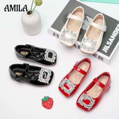 AMILA รองเท้าเจ้าหญิงสำหรับเด็กผู้หญิง,รองเท้าแฟชั่นเข้ากับทุกชุดรองเท้าเจ้าหญิงสไตล์เกาหลีรองเท้าหนังขนาดเล็ก