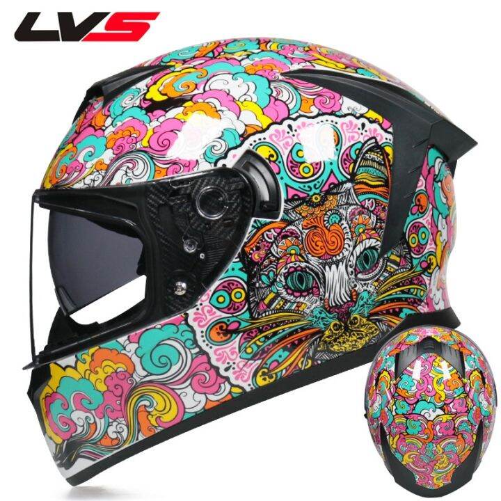 The new LVS motorcycle helmet double lens cover all men's and women's ...