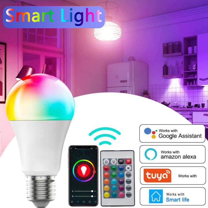 WiFi Smart Led Light Bulb E27 Tuya RGB Lamp Colored Dimmable Decor 10 ...