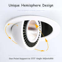 [DBF]Round WhiteBlack Dimmable LED Downlights 5W 7W 10W 15W 18W 360 Degrees Angle Adjustable Ceilin Lights AC110V 220V