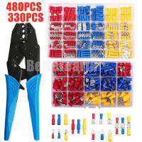 330480PCS ฉนวน Spade Butt Ring ส้อมแหวน Lugs รีดขั้วต่อสายไฟ Crimp Connector Crimping Plier