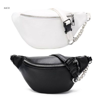 X7YA Fashion Leather Waist Fanny Pack Chest Bag Phone Purse with Metal Chain for Wome 【MAY】