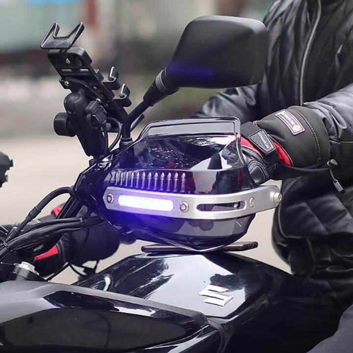 Motorcycle Handlebar Hand Protector With LED Light Handguards Hand