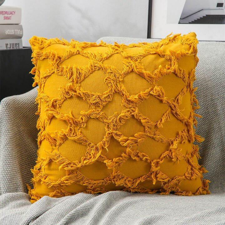 solid-color-pillowcase-plush-pillowcase-cushion-case-tassels-pillow-cover-double-sided-pillow-cover-living-room-cushion