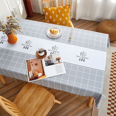 [COD] Tablecloth waterproof and oil-proof wash-free fabric desk ins rectangular tablecloth pvc coffee mat