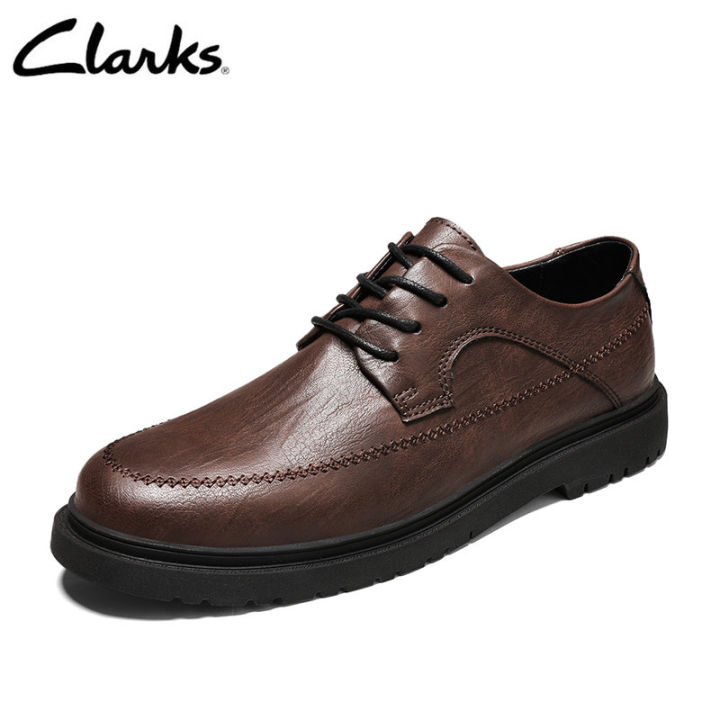 clarks-mens-casual-dennet-หนังสีดำต่ำ-รองเท้าหนังลำลองสำหรับผู้ชายธุรกิจ