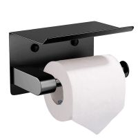 Toilet Paper Holder Bathroom Wall Mounted Paper Holder With Phone Holder Storage Tissue Holder With Shelf Organizer Toilet Roll Holders