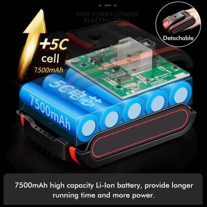 588VF can drill wall Hammer Drill Cordless Rechargeable 12 Battery LED ...