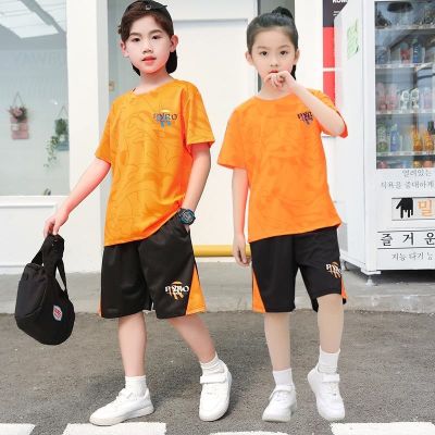 100-170CM Childrens Fashion Sports Suit Casual Short-Sleeved Breathable Basketball Uniform Student School Training Baby Quick-Drying Korean Version Clothing Read
