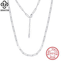 Rinntin 925 Sterling Silver Italian Handmade 3.5mm Paperclip Link Hammered Chain Necklace Fashion Silver Chain Jewelry SC59