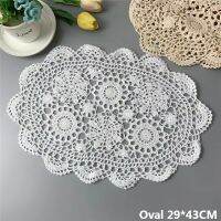 Vintage Oval Table Cloth Handmade Crochet Coaster Placemat Tablecloth Cup Glass Kitchen Dining Mat Pad Wedding Christmas Decor