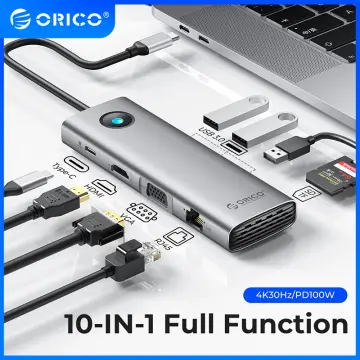 USB C Hub, Type C Adapter, Falwedi 10-in-1 Dongle with Ethernet, 4K@30Hz  HDMI, VGA, 3 USB3.0, SD/TF Card Reader, Audio, USB-C PD 3.0, Compatible for