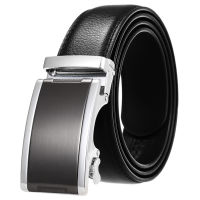 Men Belt New Mens Two-layer Cow Leather Belt 100% Genuine Leather 3.5cm Business Casual Automatic Buckle Belts for Men 110-125cm