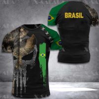 [High quality inventory] Criativo Estilo Brasil Camiseta Estampada Masculina Verão Novo Manga Curta Designer Impresso Top Tamanho Grande Casual Pullover Masculino