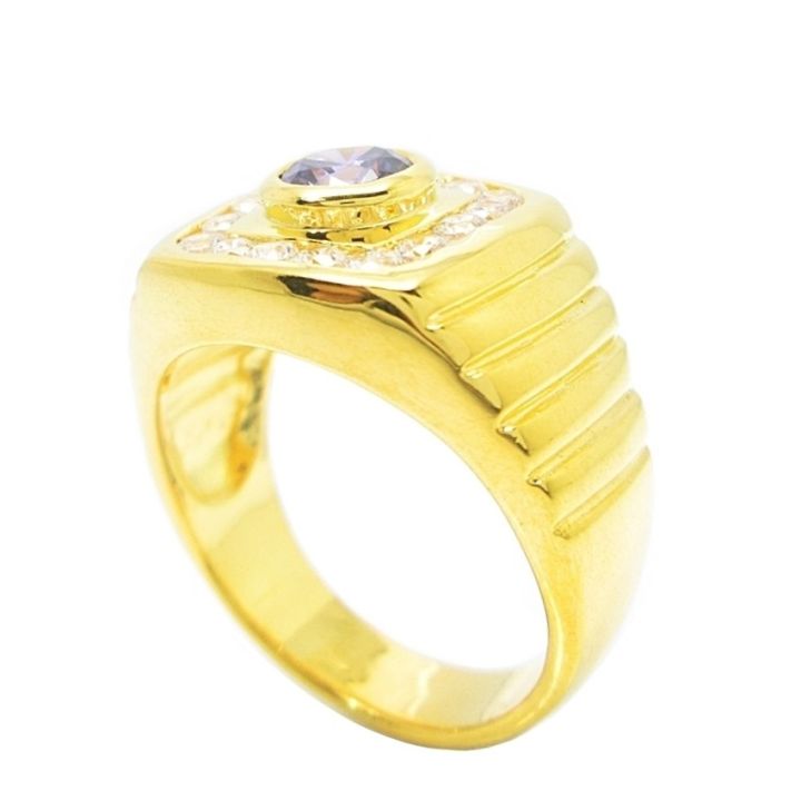 แหวนผู้ชาย-แหวนชายแฟชั่น-พลอยอเมทิส-พลอยสีม่วง-ประดับเพชร-เพชร-cz-ชุบทอง-บริการเก็บเงินปลายทาง