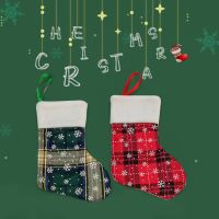 Plaid Christmas Stocking Tree Pendant Gift Candy Bag Hanging Ornaments Christmas Stocking Sacks Party Supplies Xmas Decorations Socks Tights