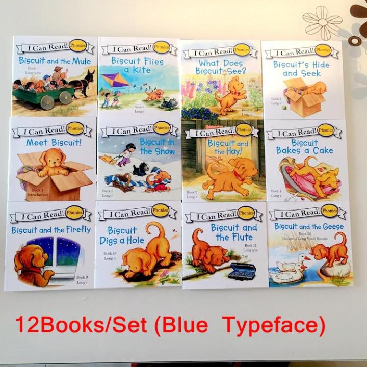 12 Books/set Biscuit Series Phonics English Picture Books I Can Read  Children Story Book Early Educaction Pocket Reading Book(Blue Typeface)  Lazada