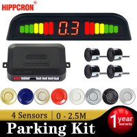 Hippcron Car LED Parking Sensor Kit 4 Sensors 22mm Reverse Radar Sound Alert Indicator System 8 Colors