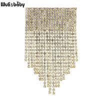 [HOT] Wuli amp;baby Sparking Rhinestone Tassel Brooches For Women Party Office Brooch Pins Gifts