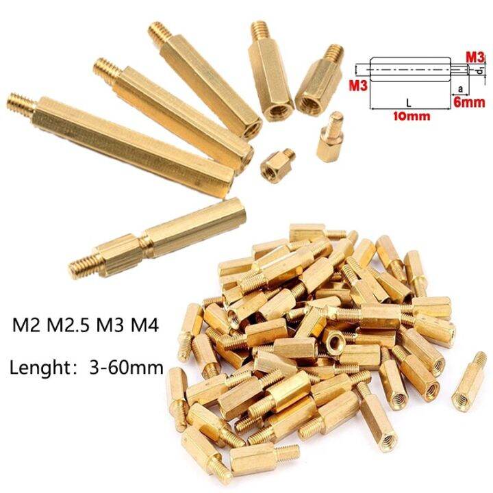 M2 M2.5 M3 M4 Hex Brass Male Female Standoff Board Rack Stud Hexagon ...