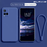 VIVO T1X 4G เคสโทรศัพท์ขอบตรงซิลิโคนเหลว,ฝาครอบหลังซิลิโคนนิ่มบางเป็นพิเศษป้องกันเลนส์รวมทุกอย่าง