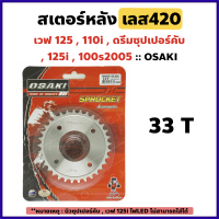 สเตอร์หลัง กลึงเลส 420 - 33 ฟัน สำหรับ Wave 125 , Wave 110i ปี2009-2020 , Wave 125i ปี2005-2017 , Dream SuperCub , Wave 100s2005