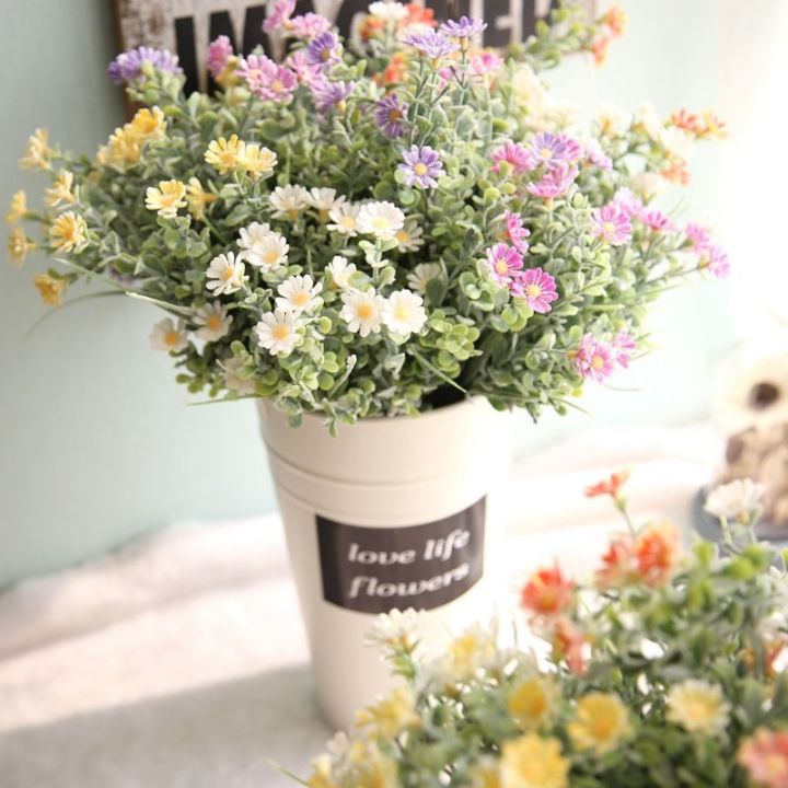 ดอกเดซี่ขนาดเล็กประดิษฐ์สำหรับร้านดอกไม้-ayiq-ของตกแต่งคริสมาสต์ในบ้านงานแต่งงานในสวนดอกไม้พลาสติกดอกเบญจมาศสด