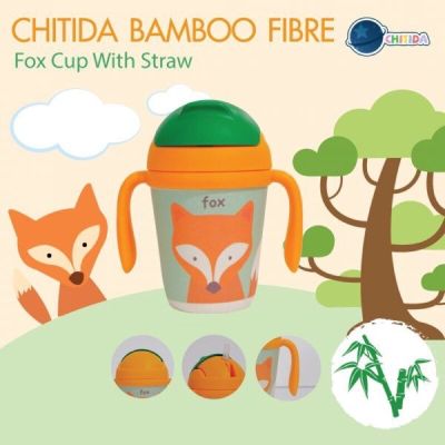 Chitida(ชิทิด้า) แก้วหัดดื่ม FOX CUP WITH STRAW 🦊 CHITIDA BAMBOO FIBRE FOX CUP WITH STRAW