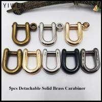 YIWEN 5pcs ถอดออกได้ Carabiner ทองแดงบริสุทธิ์ กุญแจห่วงกุญแจ ลวดเย็บกระดาษ D Bow 10รูปแบบ ทองเหลืองที่เป็นของแข็ง หัวเข็มขัดบัคเกิล อุปกรณ์เสริม DIY กระเป๋าเดินทาง