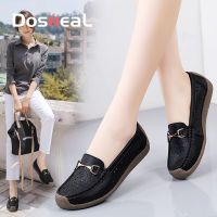 DOSREALรองเท้าส้นแบนสตรีรองเท้าหนังแท้Casualรองเท้าสีขาวสำหรับผู้หญิงขนาดใหญ่35-42รองเท้าส้นเตี้ยทรงสลิปออนสุภาพสตรีแบนรองเท้าผู้หญิง