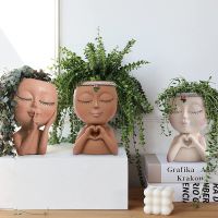 Girls Face Head Flower Planter Artistic Modeling Sculpture Flowerpot Figure Garden Decor For Indoor Outdoor Plants Ornament