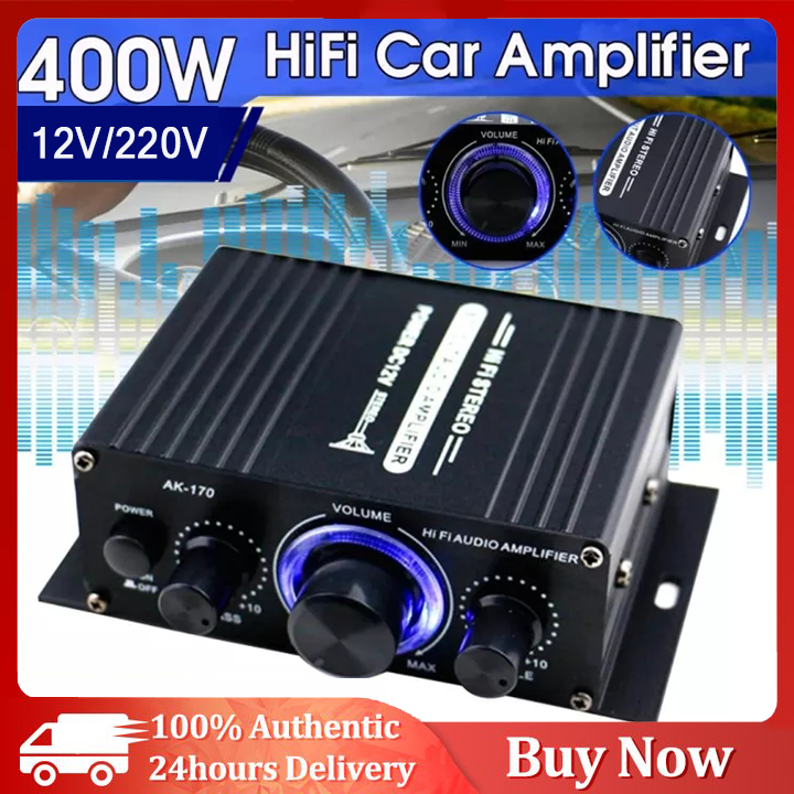 AK170 400W 12V Mini Car Home Amplifier Hifi Power Speaker Subwoofer ...