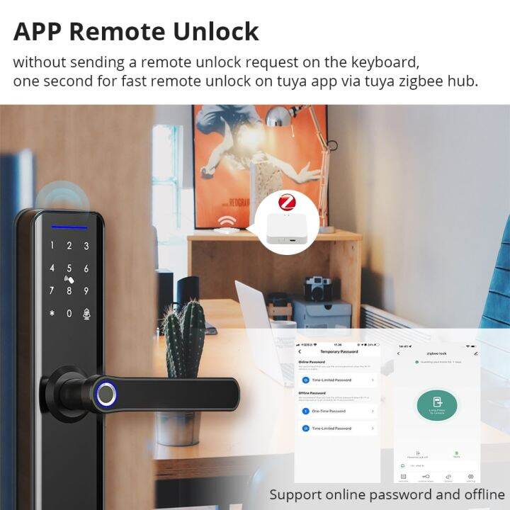 zemismart-tuya-zigbee-กุญแจล็อกประตูบ้านระวังภัยล็อคอัจฉริยะแกนปลดล็อครหัสผ่านโดยใช้ลายนิ้วมือพร้อมกริ่งประตู