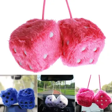 Fuzzy Plush Dice Car Interior Hanging Ornament Decoration Hanging Colorful  Velvet Dice Rearview Mirror Charms Auto Accessories - AliExpress