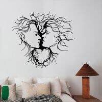 Abstract love couple faces vinyl wall decals natural tree romantic home bedroom bedside doors and windows decoration stickers Q6