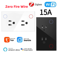 E Life Smart Store Tuya Steker Saklar อัจฉริยะ Wi-Fi ZigBee ต้องการเต้าเสียบ US กลางๆ15A หน้าจอสัมผัสแอปชีวิตอัจฉริยะทำงานร่วมกับ Alexa การควบคุมด้วยเสียง WiFi เบ้าปลั๊กติดผนังอัจฉริยะเต้าเสียบเต้าเสียบปลั๊กไฟสากล