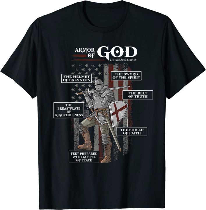 Armor of God Ephesians 6 10 18 Bible Verse T-Shirt Cotton T-shirts ...