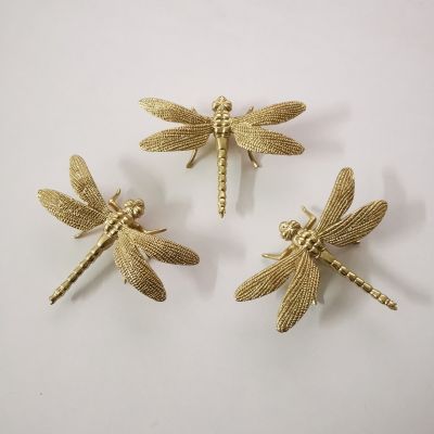 ✟๑ 1Pc Dragonfly Brass Handle Pure Copper Drawer Cabinet Door Knob Diy Gold Furniture Pulls Handles